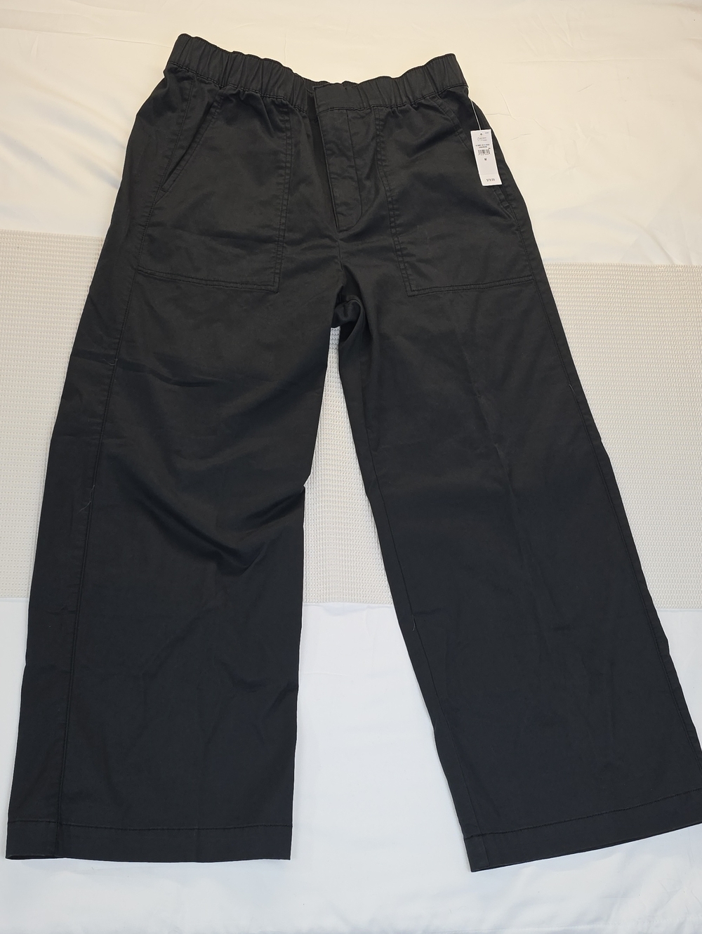 Gap Men's Black Elastic-Waist Wide Leg Pants Medium